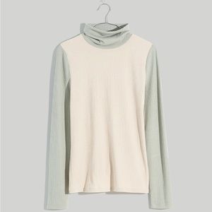 Madewell Colorblock Ribbed Turtleneck Top